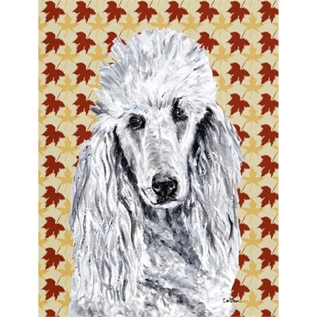 Carolines Treasures White Standard Poodle Fall Leaves Flag Canvas House Size SC9679CHF